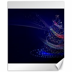 Christmas Tree Blue Stars Starry Night Lights Festive Elegant Canvas 11  X 14   by yoursparklingshop