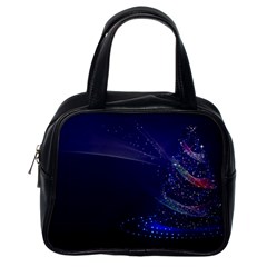 Christmas Tree Blue Stars Starry Night Lights Festive Elegant Classic Handbags (one Side) by yoursparklingshop