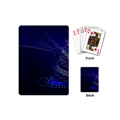 Christmas Tree Blue Stars Starry Night Lights Festive Elegant Playing Cards (mini)  by yoursparklingshop