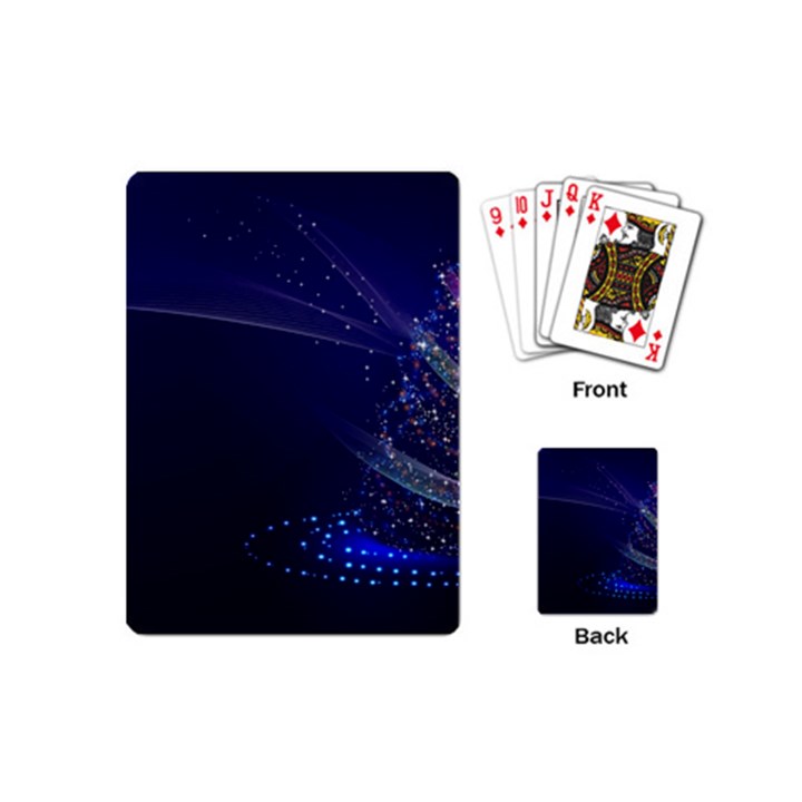 Christmas Tree Blue Stars Starry Night Lights Festive Elegant Playing Cards (Mini) 