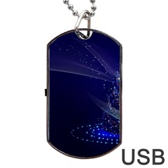 Christmas Tree Blue Stars Starry Night Lights Festive Elegant Dog Tag Usb Flash (two Sides) by yoursparklingshop