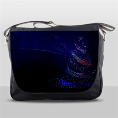 Christmas Tree Blue Stars Starry Night Lights Festive Elegant Messenger Bags by yoursparklingshop