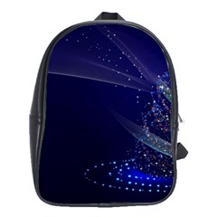 Christmas Tree Blue Stars Starry Night Lights Festive Elegant School Bag (xl) by yoursparklingshop