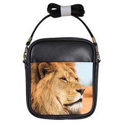 Big Male Lion Looking Right Girls Sling Bags by Ucco