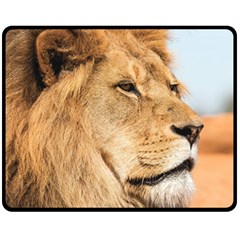 Big Male Lion Looking Right Fleece Blanket (medium)  by Ucco