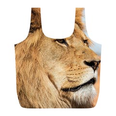 Big Male Lion Looking Right Full Print Recycle Bags (l) 