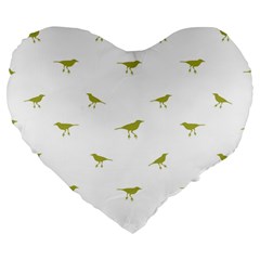 Birds Motif Pattern Large 19  Premium Flano Heart Shape Cushions by dflcprints