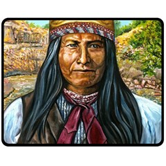 Apache Tribe Warrior Chiricahua Apache Tribe Double Sided Fleece Blanket (medium)  by allthingseveryone