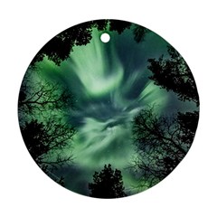 Northern Lights In The Forest Ornament (round)