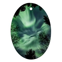 Northern Lights In The Forest Ornament (oval)