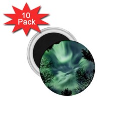 Northern Lights In The Forest 1 75  Magnets (10 Pack)  by Ucco