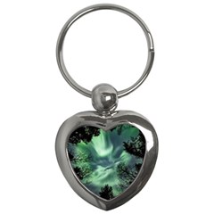 Northern Lights In The Forest Key Chains (heart)  by Ucco