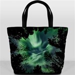 Northern lights in the forest Bucket Bags Back