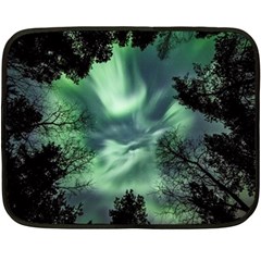 Northern Lights In The Forest Fleece Blanket (mini) by Ucco