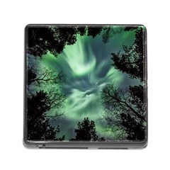 Northern Lights In The Forest Memory Card Reader (square) by Ucco