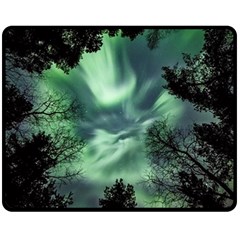 Northern Lights In The Forest Fleece Blanket (medium)  by Ucco