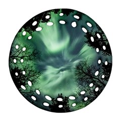 Northern Lights In The Forest Ornament (round Filigree)