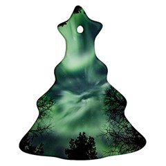 Northern Lights In The Forest Christmas Tree Ornament (two Sides) by Ucco