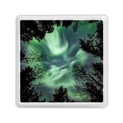 Northern Lights In The Forest Memory Card Reader (square)  by Ucco