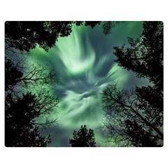 Northern Lights In The Forest Double Sided Flano Blanket (medium)  by Ucco