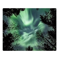 Northern Lights In The Forest Double Sided Flano Blanket (large)  by Ucco