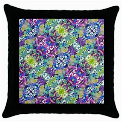 Colorful Modern Floral Print Throw Pillow Case (black) by dflcprints