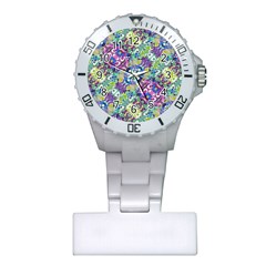 Colorful Modern Floral Print Plastic Nurses Watch by dflcprints