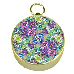 Colorful Modern Floral Print Gold Compasses by dflcprints