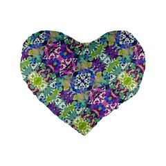 Colorful Modern Floral Print Standard 16  Premium Flano Heart Shape Cushions by dflcprints