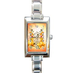 Happy Thanksgiving With Pumpkin Rectangle Italian Charm Watch by FantasyWorld7