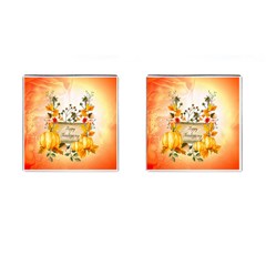 Happy Thanksgiving With Pumpkin Cufflinks (square) by FantasyWorld7