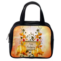 Happy Thanksgiving With Pumpkin Classic Handbags (one Side) by FantasyWorld7