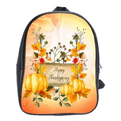 Happy Thanksgiving With Pumpkin School Bag (large) by FantasyWorld7