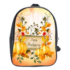 Happy Thanksgiving With Pumpkin School Bag (xl) by FantasyWorld7