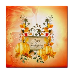 Happy Thanksgiving With Pumpkin Tile Coasters by FantasyWorld7