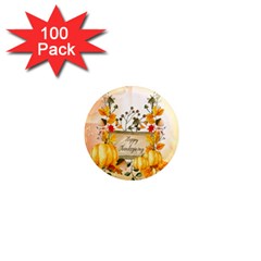 Happy Thanksgiving With Pumpkin 1  Mini Magnets (100 Pack)  by FantasyWorld7