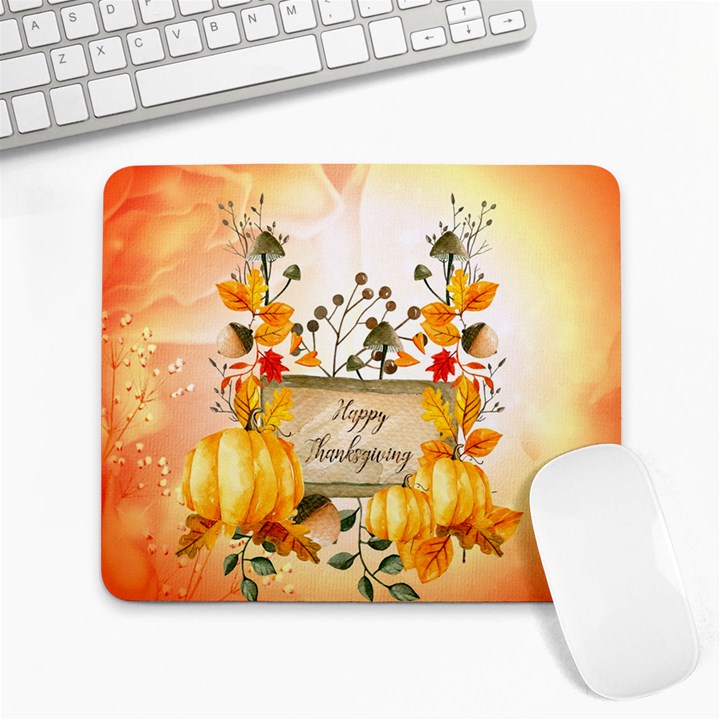 Happy Thanksgiving With Pumpkin Large Mousepads