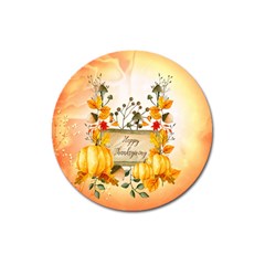 Happy Thanksgiving With Pumpkin Magnet 3  (round) by FantasyWorld7