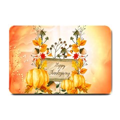 Happy Thanksgiving With Pumpkin Small Doormat  by FantasyWorld7