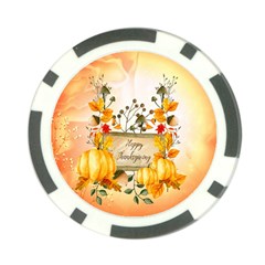 Happy Thanksgiving With Pumpkin Poker Chip Card Guard by FantasyWorld7