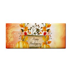 Happy Thanksgiving With Pumpkin Hand Towel by FantasyWorld7