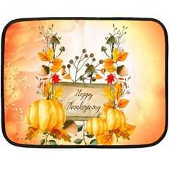 Happy Thanksgiving With Pumpkin Double Sided Fleece Blanket (mini)  by FantasyWorld7