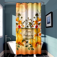 Happy Thanksgiving With Pumpkin Shower Curtain 36  X 72  (stall)  by FantasyWorld7