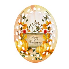 Happy Thanksgiving With Pumpkin Ornament (oval Filigree) by FantasyWorld7