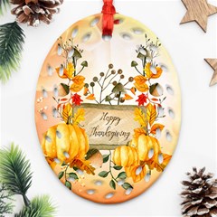 Happy Thanksgiving With Pumpkin Oval Filigree Ornament (two Sides) by FantasyWorld7