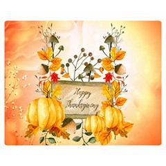 Happy Thanksgiving With Pumpkin Double Sided Flano Blanket (medium)  by FantasyWorld7