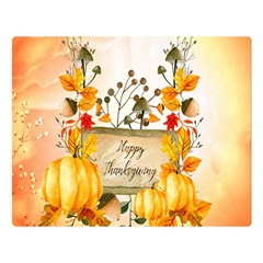 Happy Thanksgiving With Pumpkin Double Sided Flano Blanket (large)  by FantasyWorld7