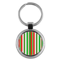 Christmas Holiday Stripes Red Key Chains (round)  by Celenk