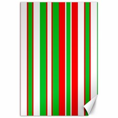 Christmas Holiday Stripes Red Canvas 12  X 18   by Celenk