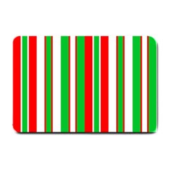 Christmas Holiday Stripes Red Small Doormat  by Celenk